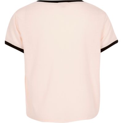 Girls pale pink printed t-shirt